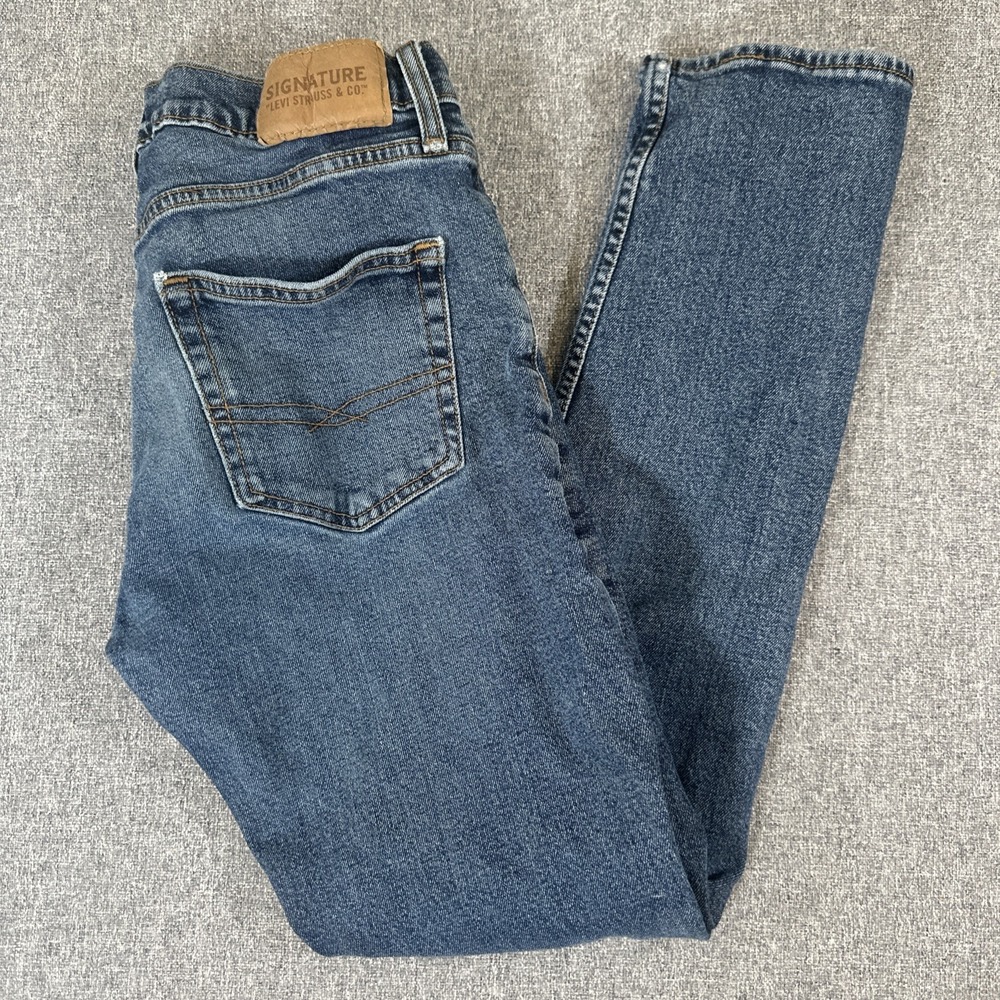 Levi Strauss Signature S47 Regular Taper Jeans Mens 29x30 Stretch Blue Denim